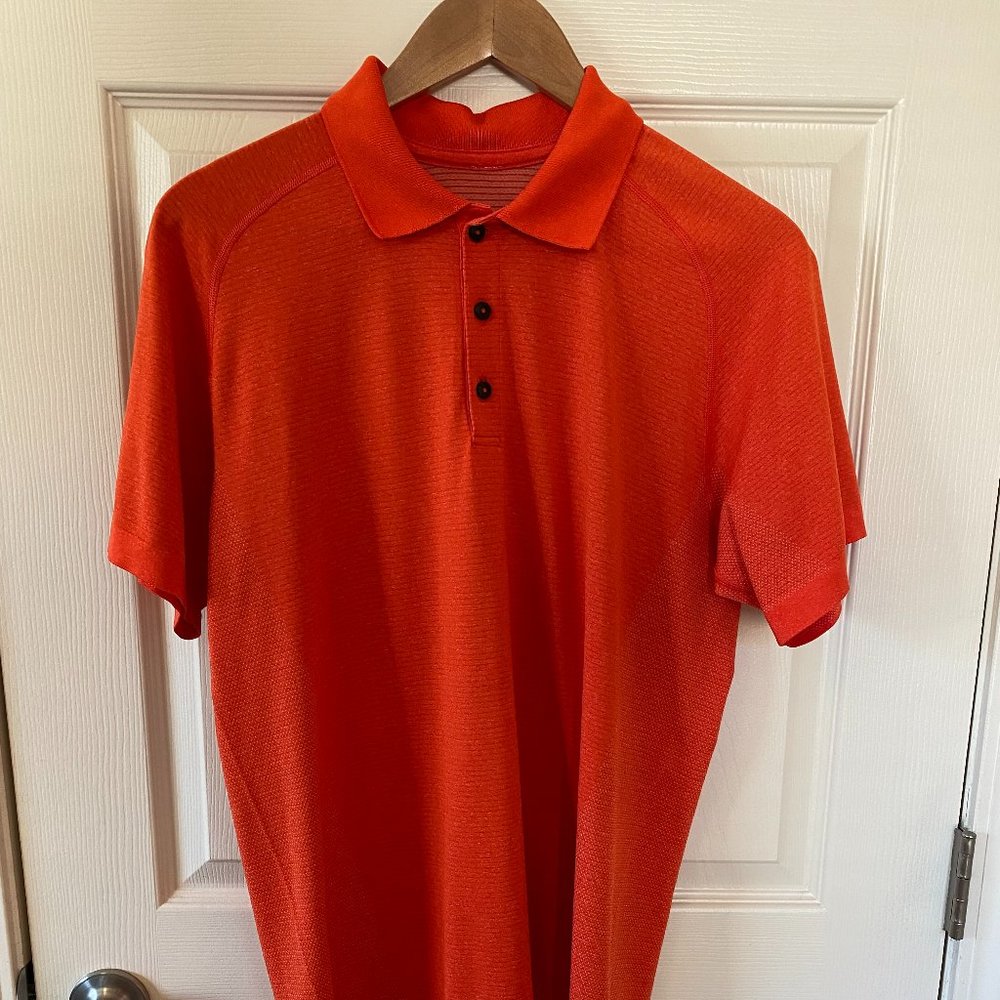 Lululemon Men's Orange Metal Vent Tech Polo (Large)